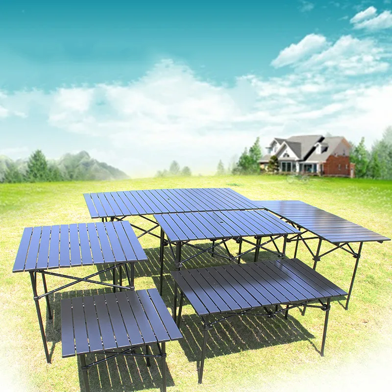 

Outdoor Portable Table Multi Purpose Aluminum Folding Table Camping Barbecue Beach Picnic Tables Stall Display Table