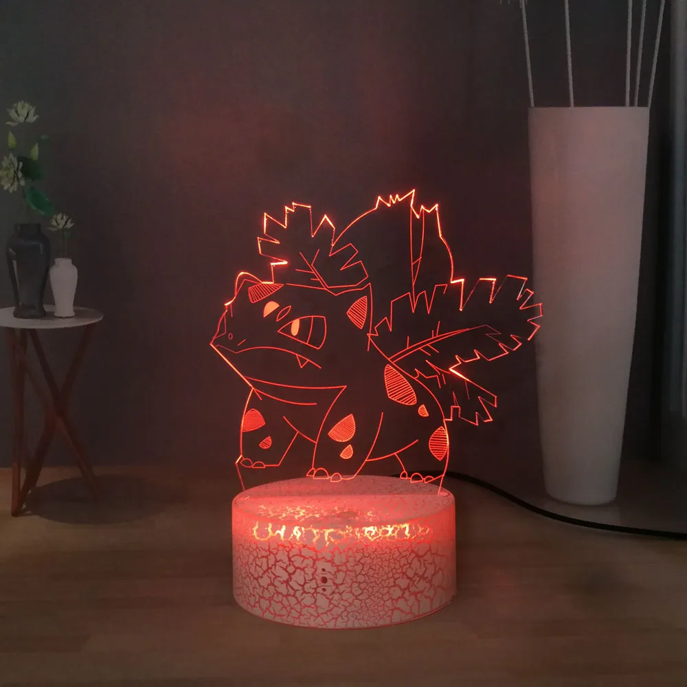 Настольная лампа с мультяшными животными Pokemon Ivysaur USB сенсорный светодиодный