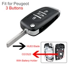 Модифицированный складной чехол для автомобильного ключа-пульта CE0523 с 3 кнопками, Сменный Чехол с лезвием HU83 для Peugeot 306  407  807