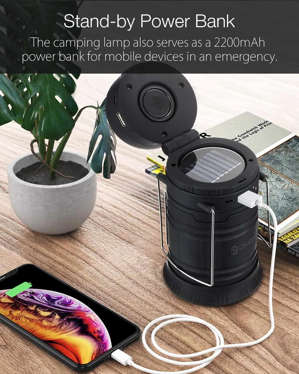 DIGOO DG BPSL 4 в 1 многофункциональная лампа на солнечных батареях для кемпинга Bluetooth