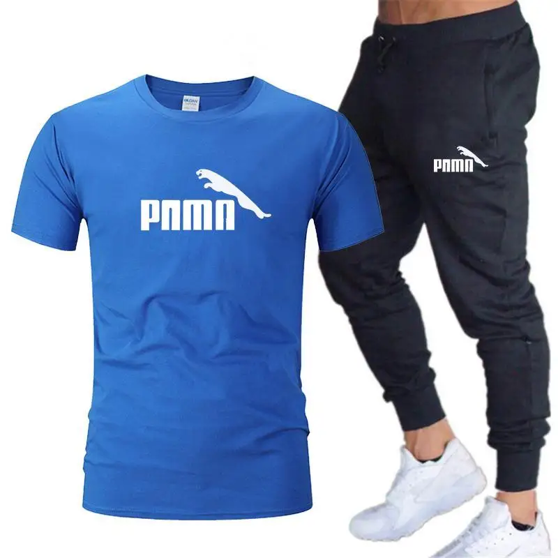 

Men's and women's T-shirt and pants sets, two-piece leisure sportswear sets, popular embossed clothing, fitness pants, 2021