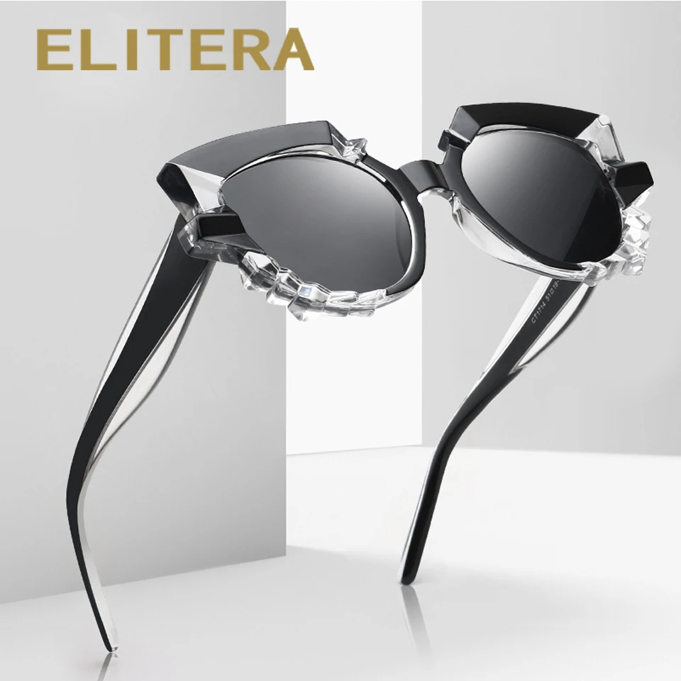 

Солнцезащитные очки женские ELITERA, в стиле ретро, 2021, солнцезащитные очки «кошачий глаз»