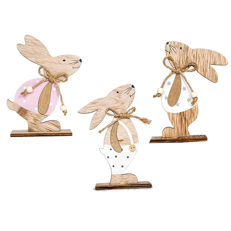 1 шт. милый кролик пасхальные украшения деревянный декоративный Пасхальный