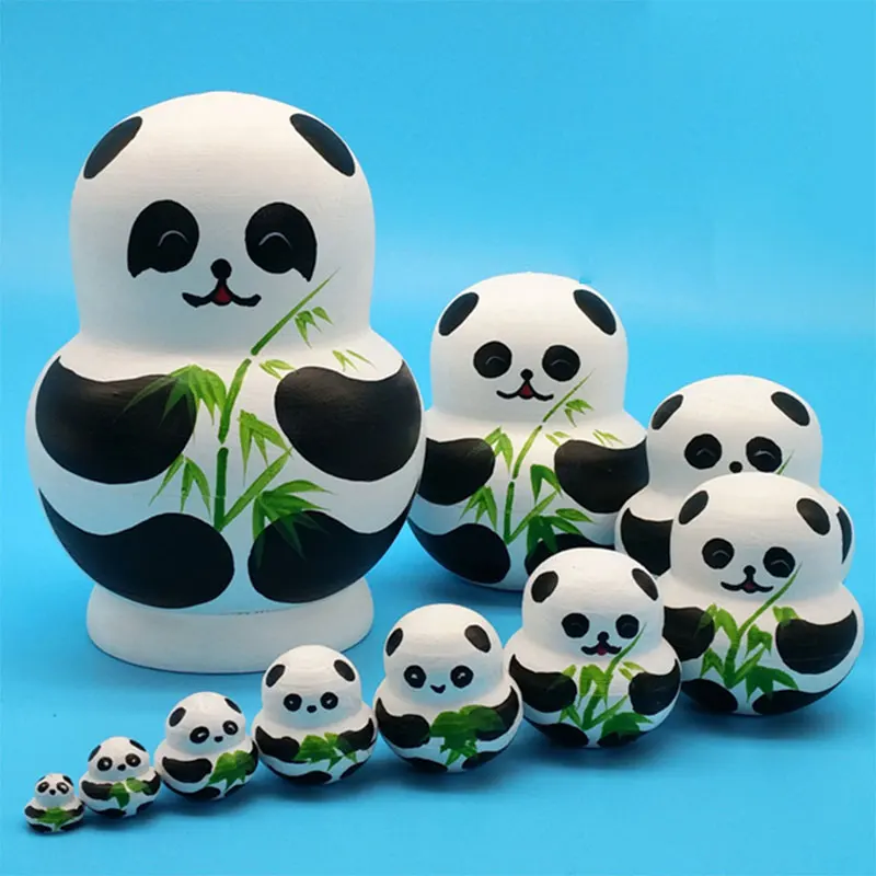 10 шт. кавайная панда деревянная Русская Матрешка украшение для дома Детская