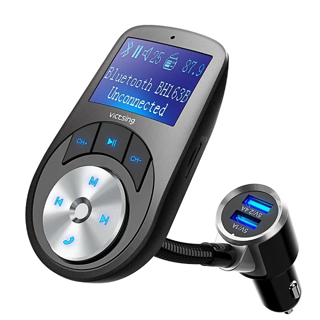 Black VicTsing Bluetooth беспроводной автомобильный комплект fm-передатчик Hands-free радио аудио адаптер двойной USB зарядное устройство FM модулятор AUX вход/выход - Название цвета: Black