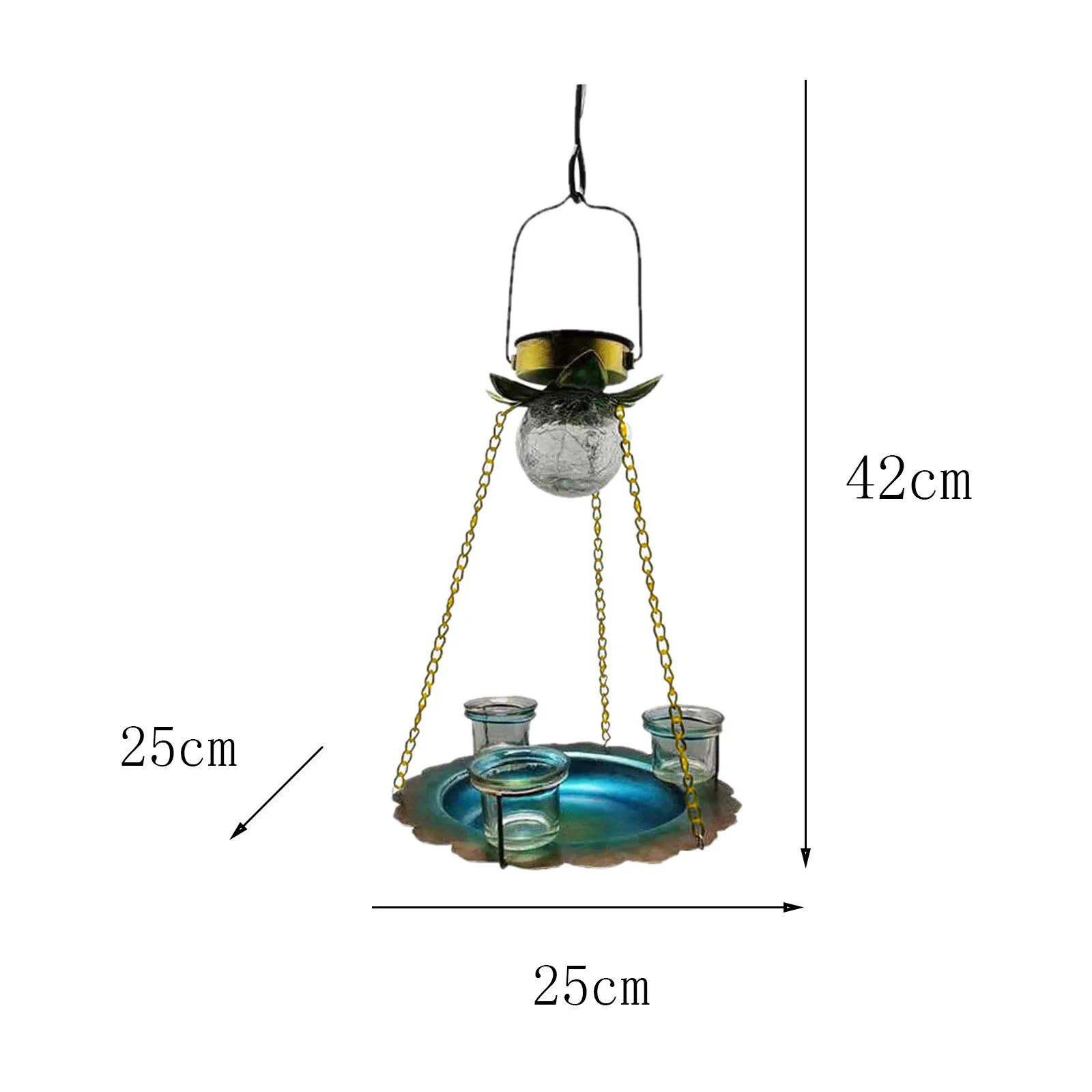 

40# Solar Powered Bird Bath For Outside Hanging Wild Bird Feeder Seed Tray Outdoor Birdfeeder Solar Garden Light Decorative Led