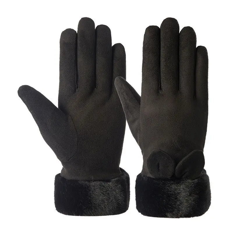 

1 Pair of Cycling Gloves Touch Screen Women Gloves Thick Wool Cold Resistant Outdoor Riding Gloves Winter