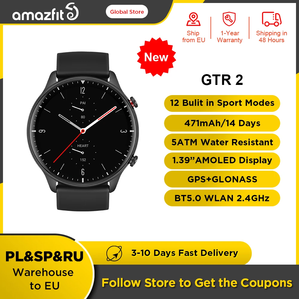 Original Amazfit GTR 2 Smart Watch Fitness Watch Answer Calls Alexa Built-in Sleep Monitoring Smartwatch For Android iOS