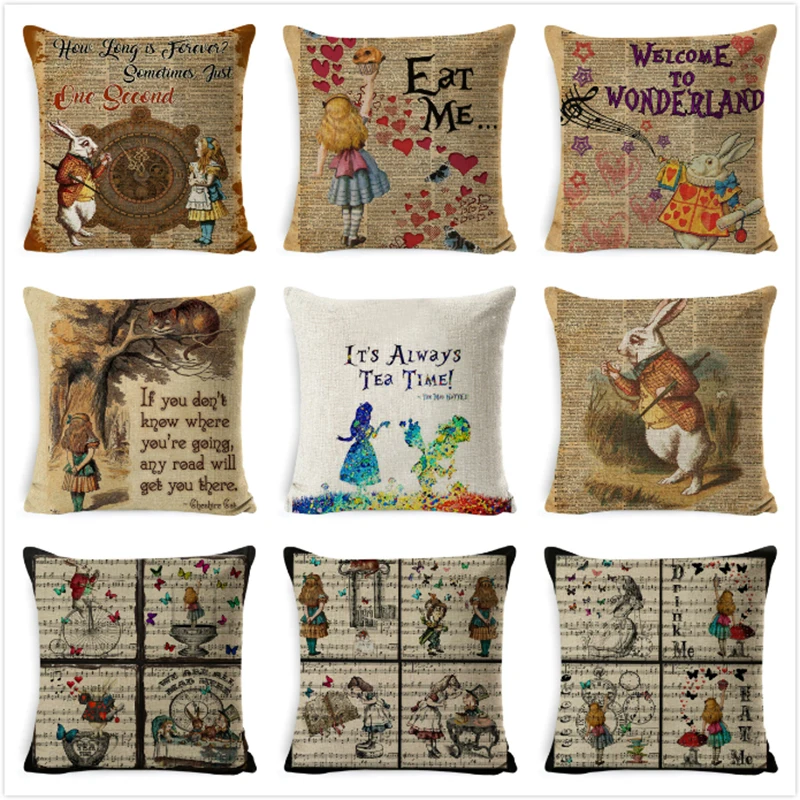 Винтажный Чехол на подушку для иллюстрации подушка похвалы кролика в газете