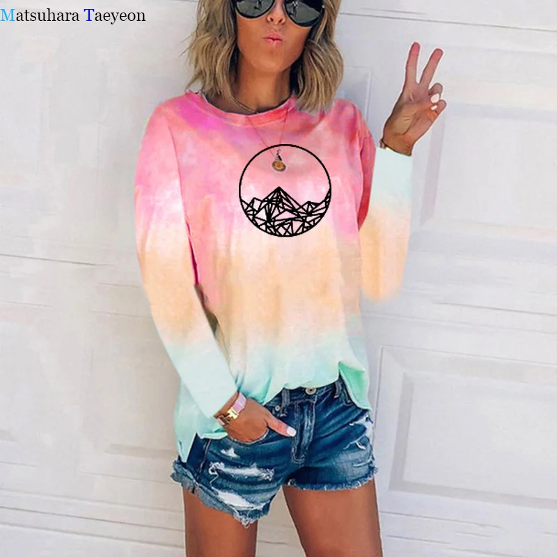 

Funny Early Morning Peaks T Shirt Women Autumn O-neck T Shirts Women 2020 Tops Casual Cotton Tshirt Long Sleeves Tee Shirt