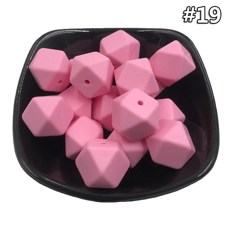5PCS Beads 19 5 шт./компл. силиконовые шестигранные шарики 17 мм Силиконовые Шарики фитинг BPA бесплатно пищевого качества детские жевательные прорезыватели Прорезыватель Соска клип игрушка - Цвет: 5PCS Beads 19