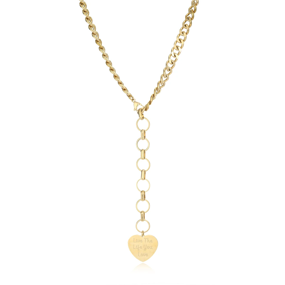 

Cute Heart Chain Pendant Necklace for Women Stainless Steel Metal Accessories Romantic Fashion Collier Necklace Bijoux Femme