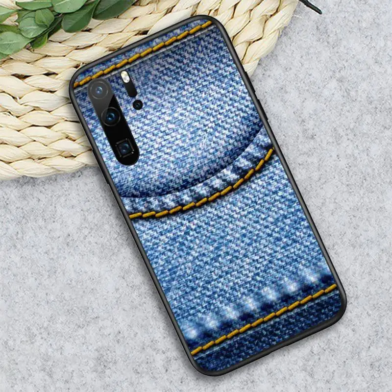 

Jeans Textile Blue Cloth pattern Phone Case For Huawei honor Mate P 10 20 30 40 i 9 8 pro x Lite smart 2019 nova 5t