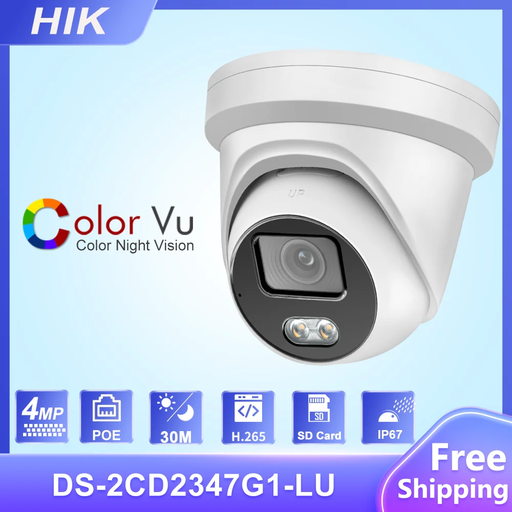 

Hikvision ColorVu IP Camera DS-2CD2347G1-LU 4MP Network Bullet POE IP Camera H.265 CCTV Camera SD Card Slot EasyIP 4.0 OEM