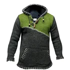 Вязаный свитер для мужчин, пуловер с капюшоном, джемпер, уличная одежда, укороченный, осень 2020, модный, с соединением размера плюс, свитер с капюшоном
