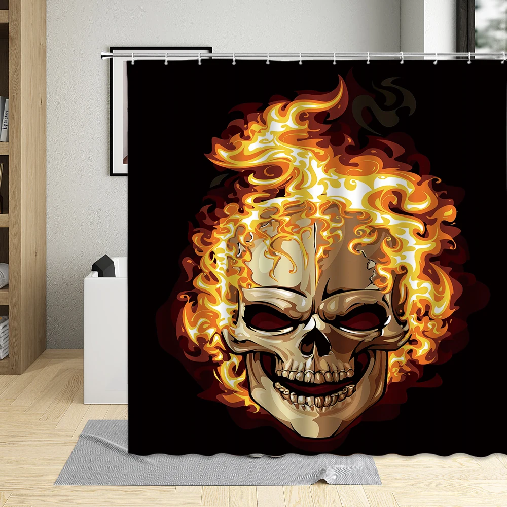 

Sugar Skull Creative Shower Curtain Waterproof Polyester Fabric Bathroom Decor Skull Flowers Printing Curtains Screen With Hooks