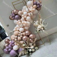 120pcs purple baby shower doubled balloons arch kit cream peach nude rose gold globos birthday wedding party decoration supplies