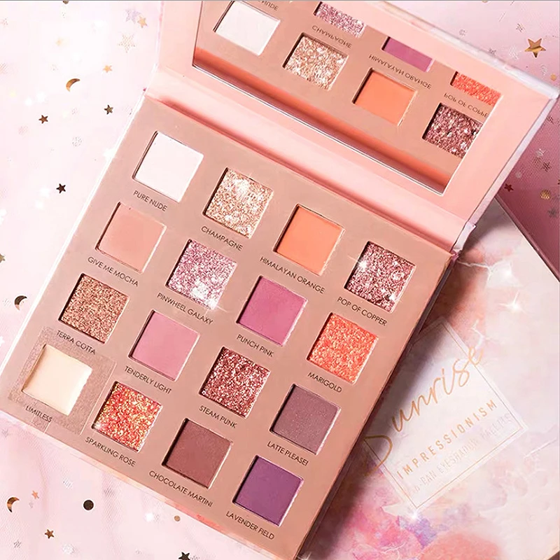 Новый стиль 16 цветов блестящие тени для век палитра макияжа матовые мерцание и