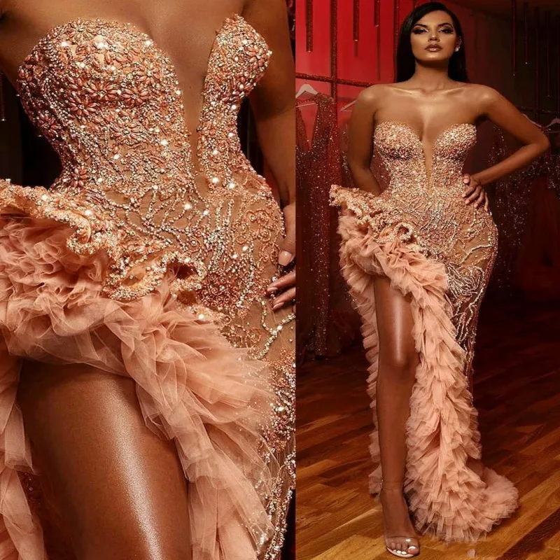 Платье для выпускного вечера с бисером и кристаллами вечернее платье