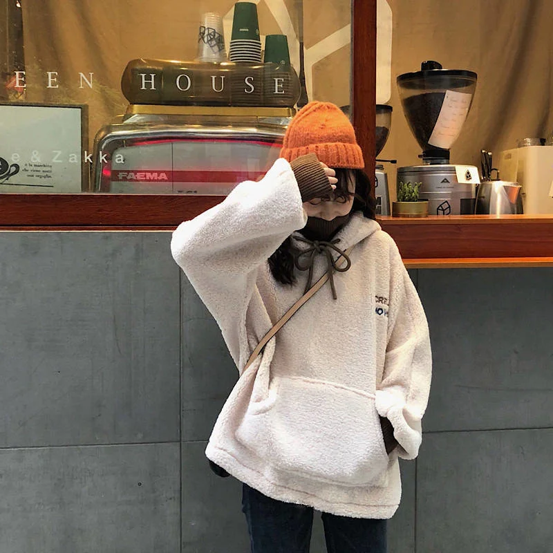 

Long Sleeve Pullover Hooded Sweater for Female Students Style LooseNuyoah