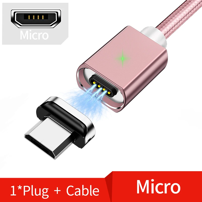 Rose gold micro usb Магнитный Micro USB кабель Олаф 2 м для iPhone samsung, кабель для быстрой зарядки и передачи данных, Магнитный зарядный кабель usb type C 3A, кабель для мобильного телефона - Цвет: Rose gold micro usb