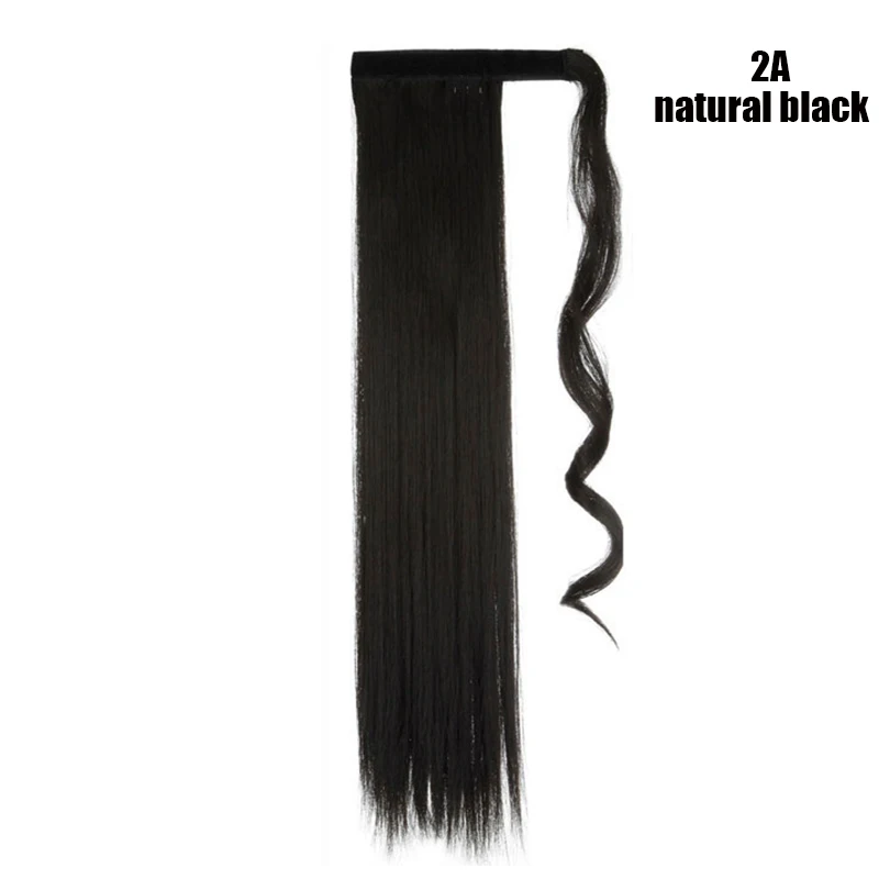natural black S-noilite 26 дюймов синтетический длинный прямой шнурок конский хвост клип в наращивание волос для женщин обернуть вокруг искусственный конский хвост шиньоны - Цвет: natural black