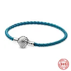 Кожаный браслет из ракушек серии Ocean, подходят для оригинальных шармов Pandora для женщин, ювелирные изделия в подарок