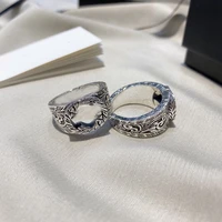 925 sterling silver g carved ring men and women couple luxury brand ring retro trend fashion charm exquisite party jewelry gift