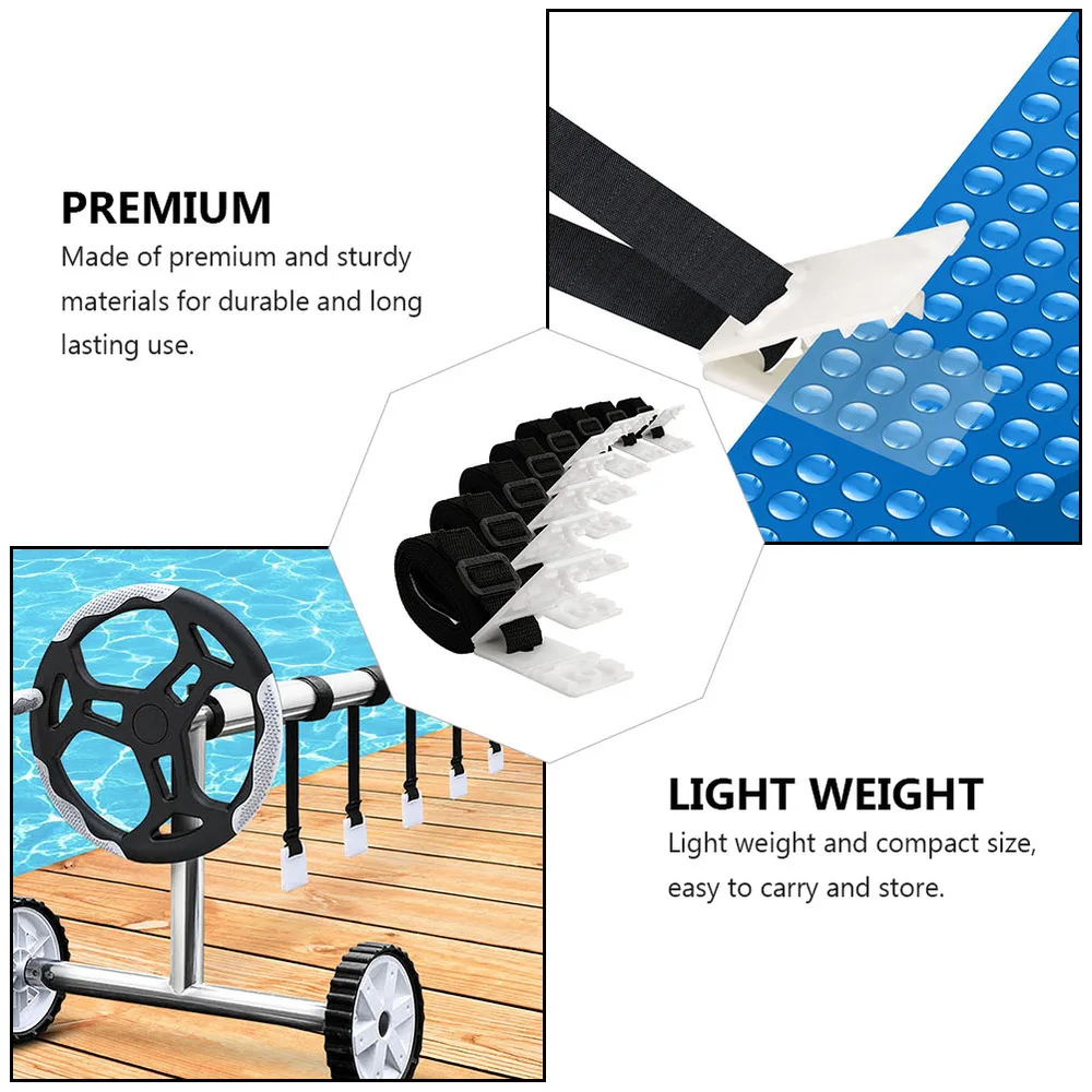 

1 Set of Swimming Pool Cover Reel Straps Solar Blanket Fixing Straps with Buckle