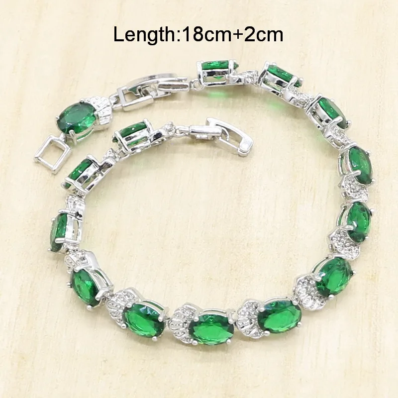 Геометрический серебряный цвет искусственные зеленые камни белый цирконий