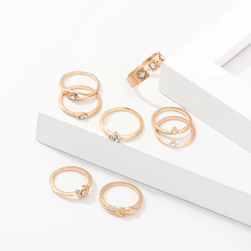 8 шт./компл. кольца Винтаж простой Повседневное золотые блестящие украшения