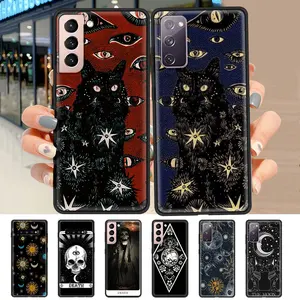 death tarot cat cover for samsung galaxy s20 fe s21ultra s10 black celular coque s8 s9plus s10e s7 soft cell phone case free global shipping
