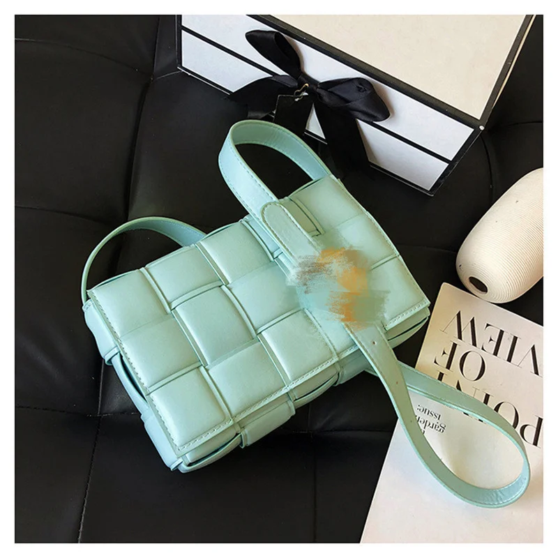

Woven Flap Ladies Small Square Bags 2021 New Luxury Designer Fashion PU Leather Shoulder Bag Purses And Handbag Crossbody Female