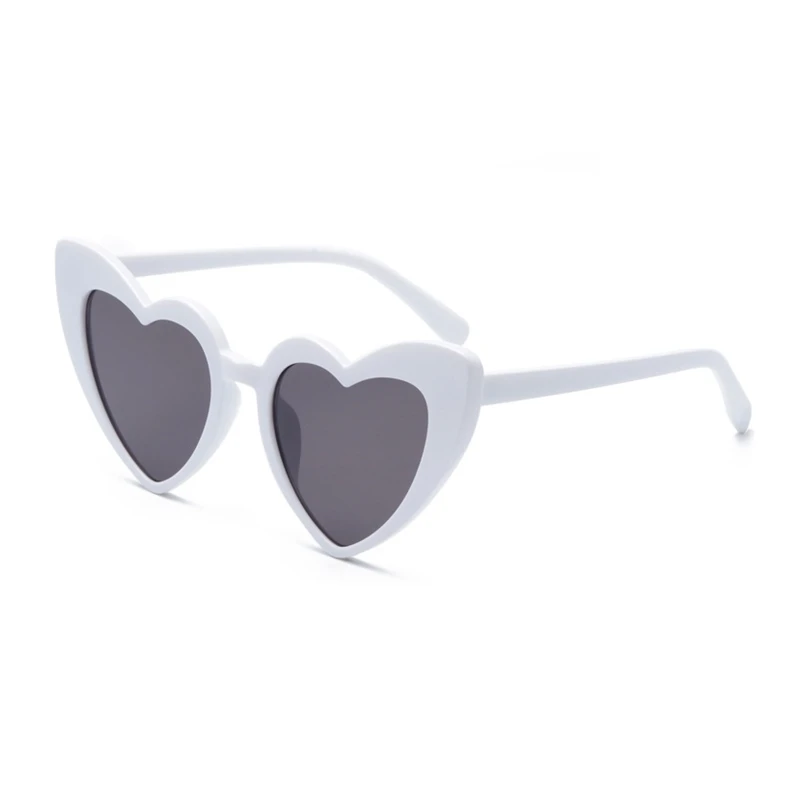 

White Frame Heart-Shaped Sunglasses Women's TikTok Beach Peach Heart Sunglasses Sand Carving Birthday Photo Glasses