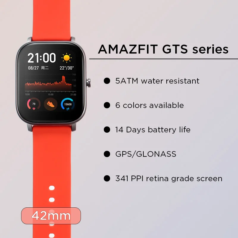 Глобальная версия Xiaomi Huami Amazfit GTS Global Smart Watch GPS 5ATM водонепроницаемые умные часы Health