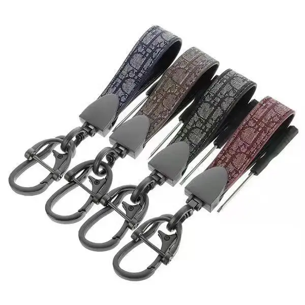 

Luxury Trendy Horseshoe Mouth Lanyard Color Keychain Fashion Men'S And Women'S Business Metal Leather Car Keychain Accessories