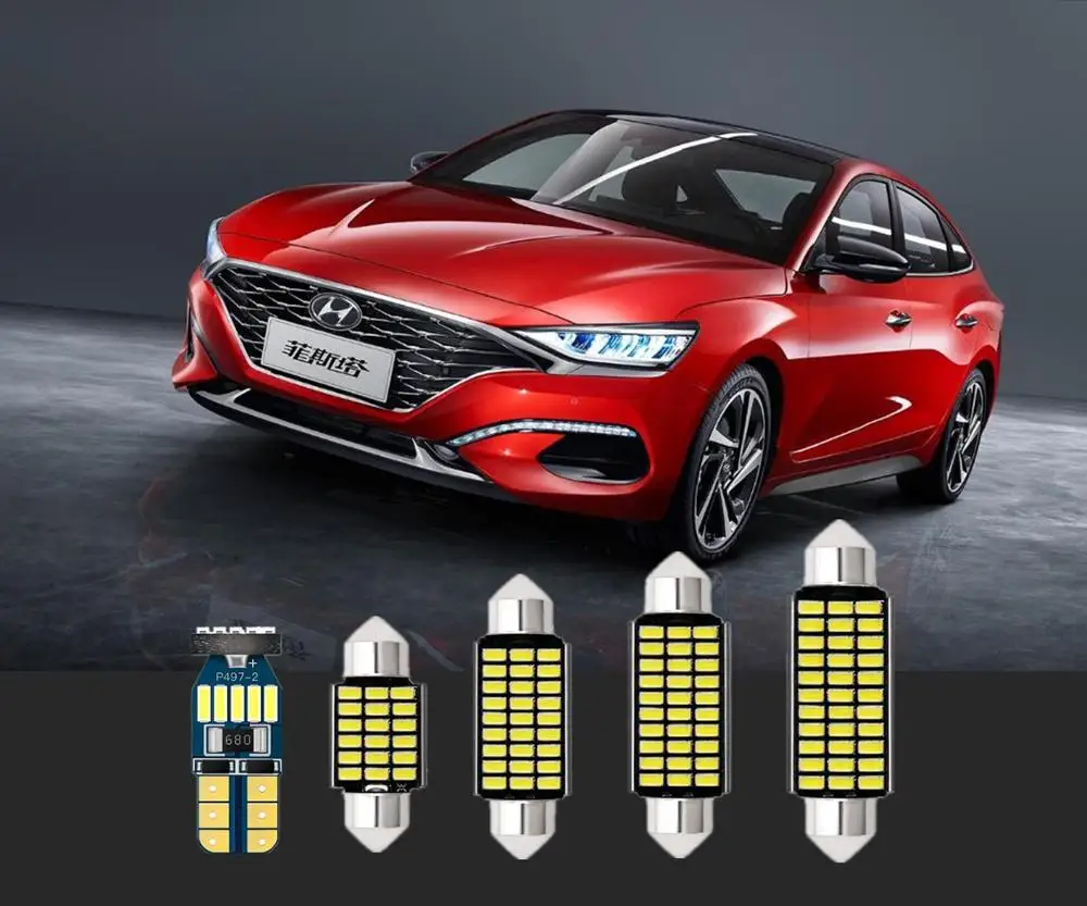 6 шт. белые светодиодные автомобильные внутренние фары T10 и 31 мм для Hyundai Accent Azera