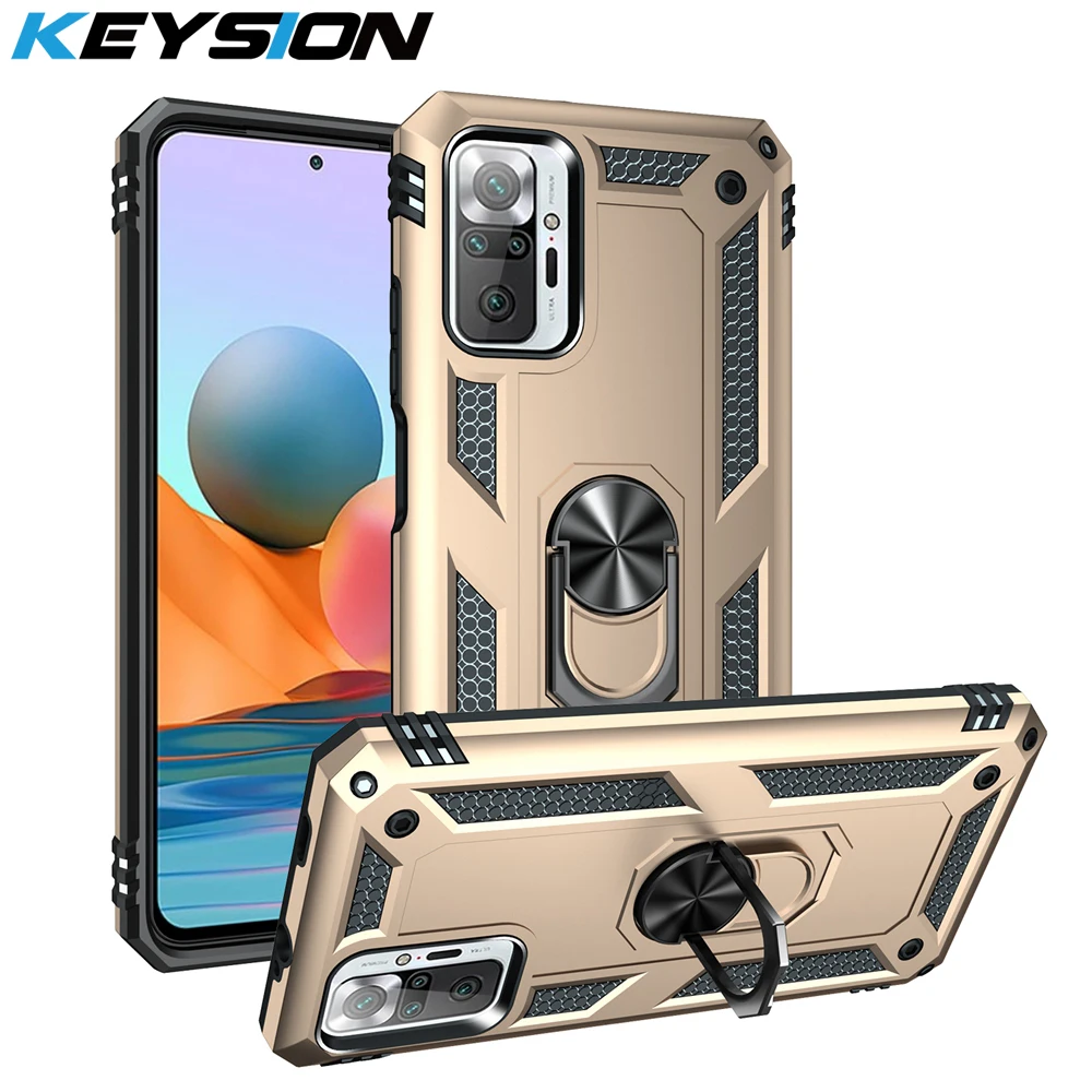

KEYSION Shockproof Case for Redmi Note 10 Pro 10S 9 8 7 10T 9T K40 Ring Phone Back Cover for Xiaomi Mi 11i POCO X3 NFC M3 Pro F3