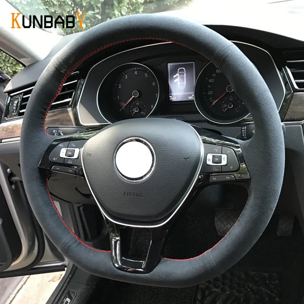 KUNBABY черный замшевый чехол рулевого колеса автомобиля для Volkswagen VW Golf 7 Mk7 Новое