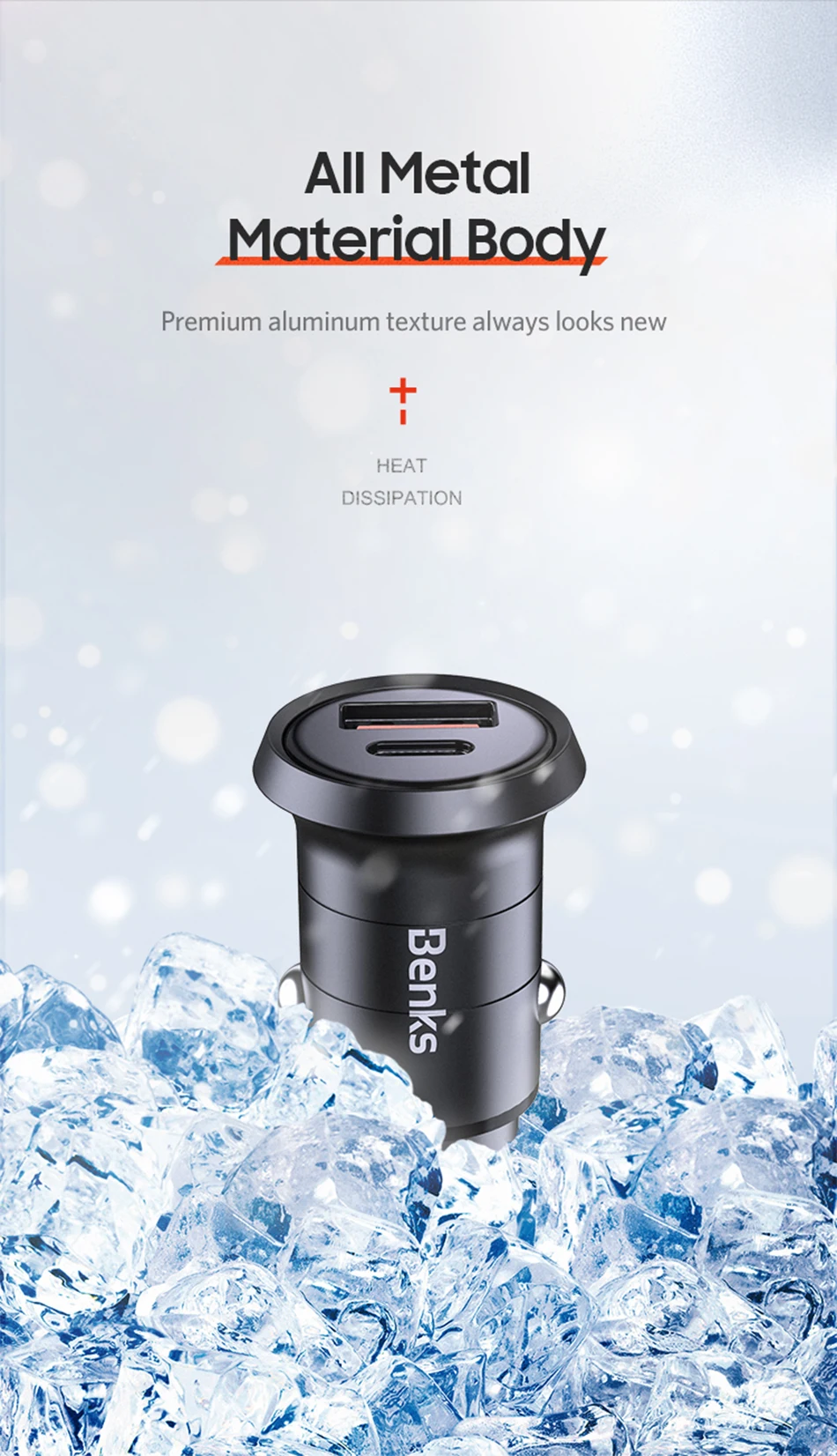 Benks Car Charger Dual Port PD QC 4.0 30W Type C Fast Charging Charger Quick Charge 3.0 For iphone 11 Pro Sumsung Huawei Xiaomi
