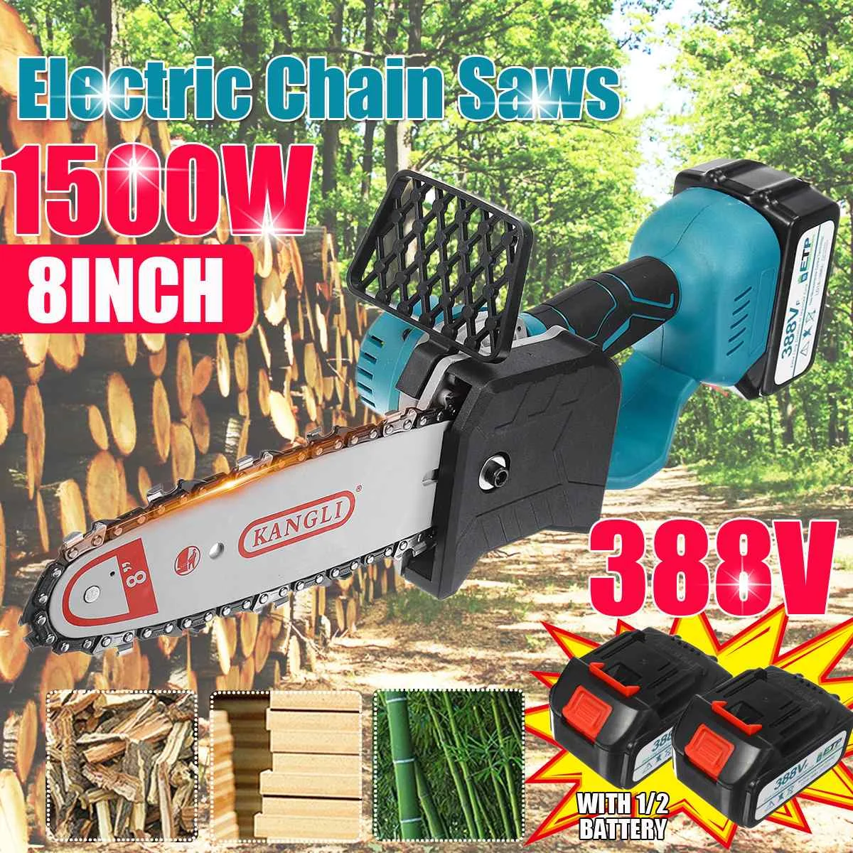 

Электрическая пила для резки древесины, 8 дюймов, 388 в, с аккумулятором 1/2 шт.