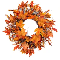 45cm 60cm front door wreaths colored artificial fake maple leaves wreath berry wreaths for weddings thanksgiving decorations