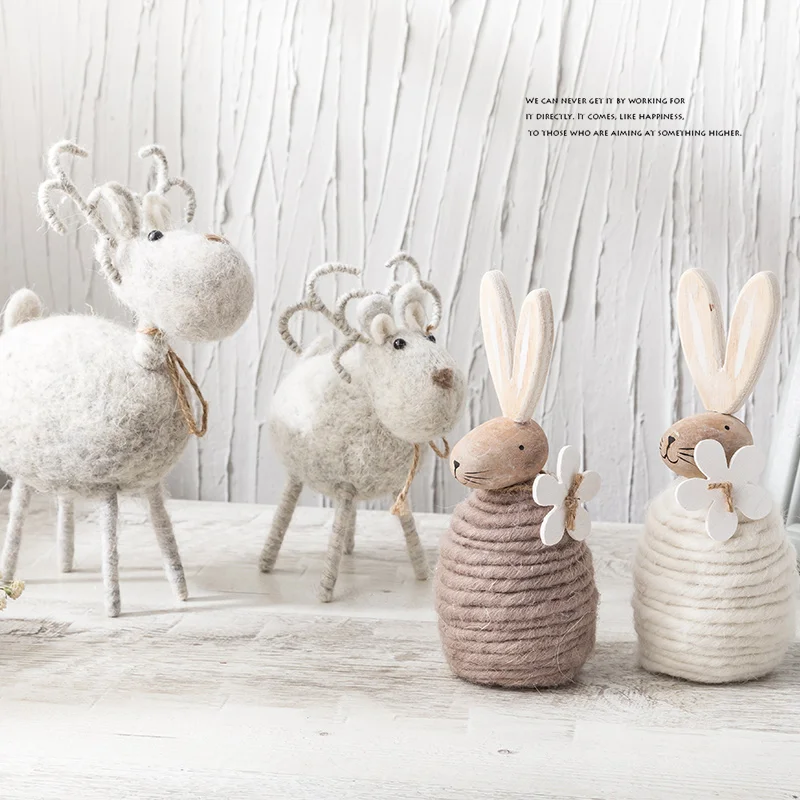 

Luxury Home Decoration Accessories Christmas Modern Living Room Cute Rabbit Figurine Animal Model Resin Desk Home Decor CC50XBJ