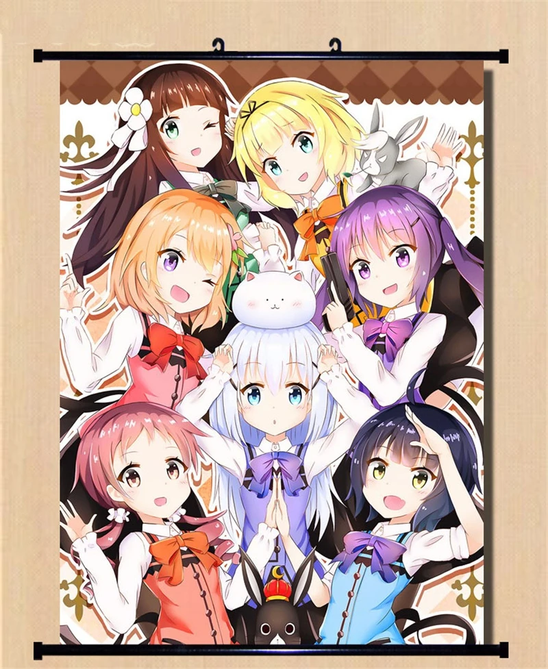 В Японии заказ кролик? Мультфильм Аниме печатный плакат свиток картина косплей