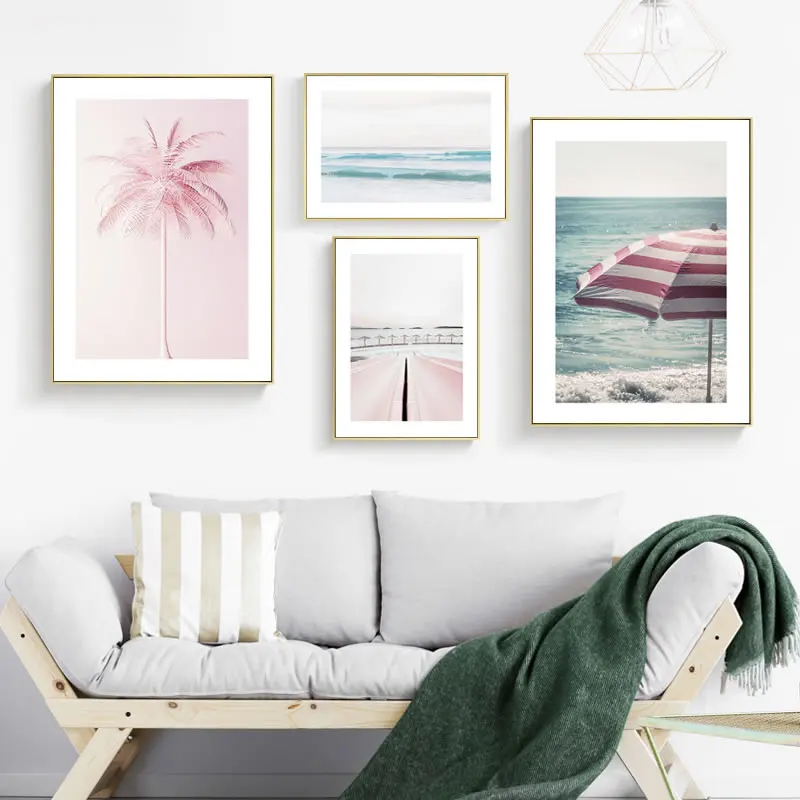 Розовый пляж Гаваи летний пейзаж пальма городской автобус серфинг скраб