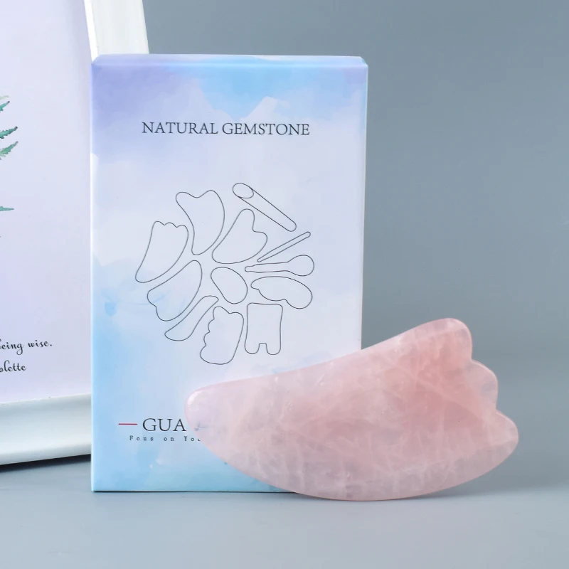 

Natural Rose Quartz Guash China Traditional Facial SPA Scraping For Face Foot Back Head Leg Health Care Healing Massage Tools