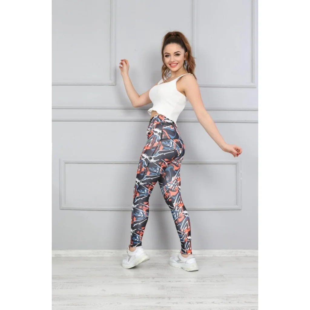 Women Multi-Color Digital Printed Fitness Leggings 100.51