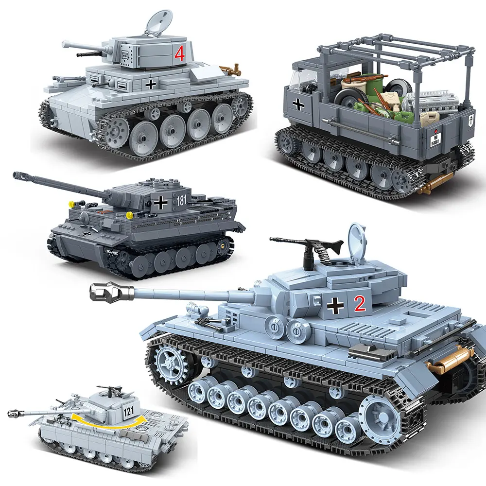 

Military World War German Tank Tiger ww2 Army Soldier Figures Brick Weapon Guns Building Blocks Toys For Children Gift