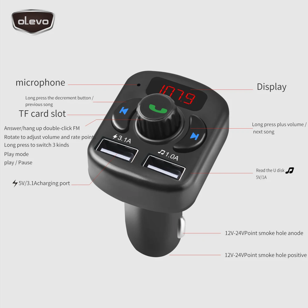 FM модулятор беспроводной MP3 плеер с двумя USB портами 12 В|MP3-плеер для авто| |