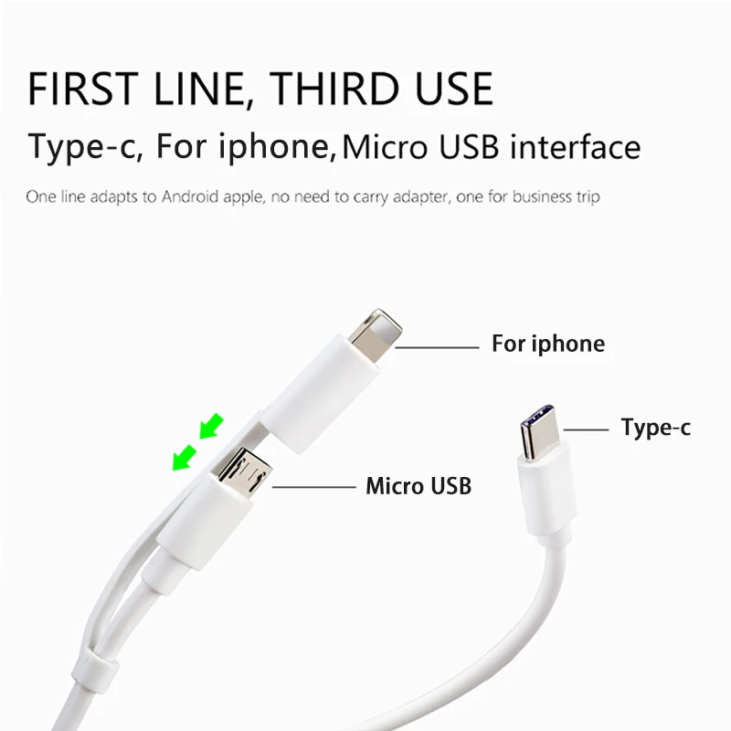 NAISU 3 в 1 PD зарядное устройство Micro USB Type-C кабель адаптер для зарядки комплект шнур